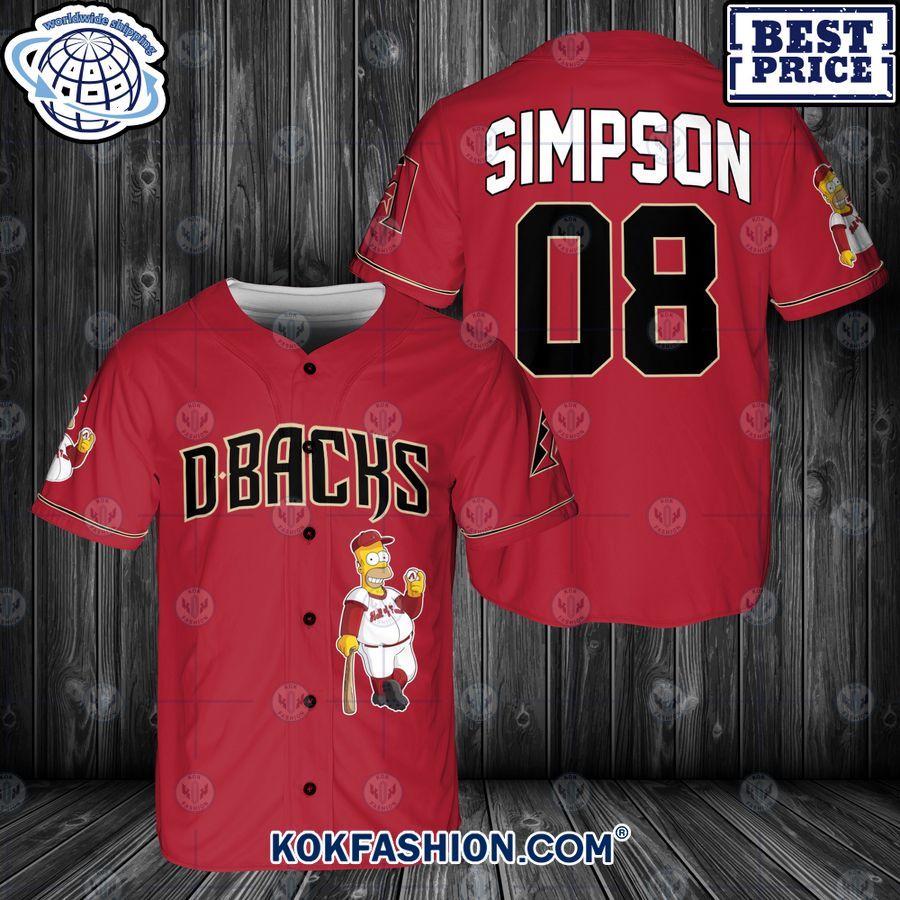 Arizona Diamondbacks Homer Simpson Baseball Jersey -   Worldwide Shipping