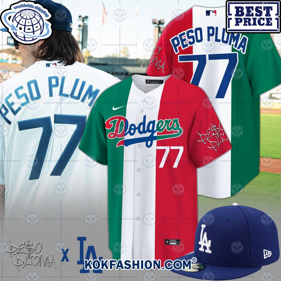 Peso Pluma Los Angeles Dodgers Mexico Baseball Jersey - Kokfashion